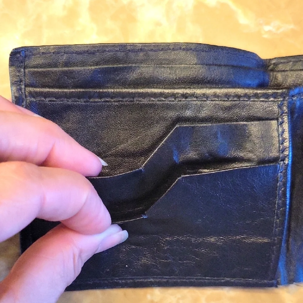 Black Money & Card Holder Genuine Leather Accessory